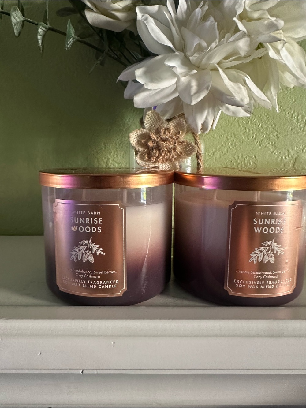 White Barn Purple Ombre Sunrise Woods 3-Wick Jar Candle Set x2